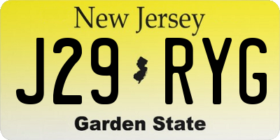 NJ license plate J29RYG
