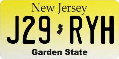 NJ license plate J29RYH