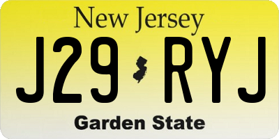 NJ license plate J29RYJ