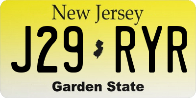 NJ license plate J29RYR