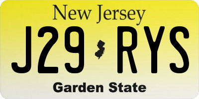 NJ license plate J29RYS