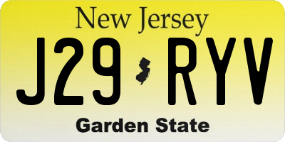 NJ license plate J29RYV