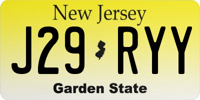 NJ license plate J29RYY