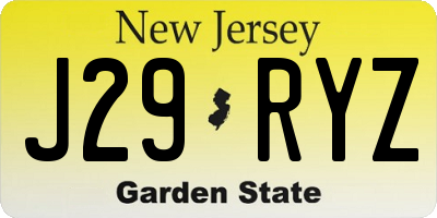 NJ license plate J29RYZ