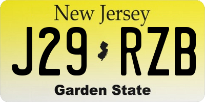 NJ license plate J29RZB