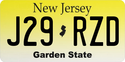 NJ license plate J29RZD