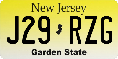 NJ license plate J29RZG