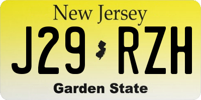 NJ license plate J29RZH