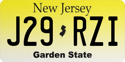 NJ license plate J29RZI