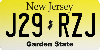 NJ license plate J29RZJ