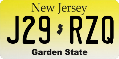 NJ license plate J29RZQ