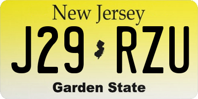 NJ license plate J29RZU