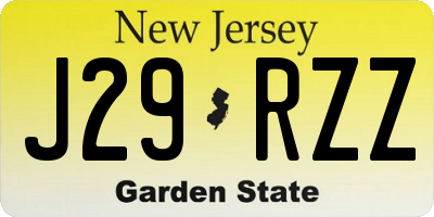 NJ license plate J29RZZ