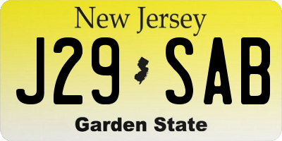 NJ license plate J29SAB