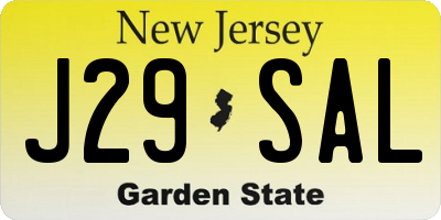 NJ license plate J29SAL