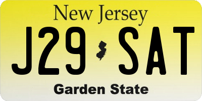 NJ license plate J29SAT