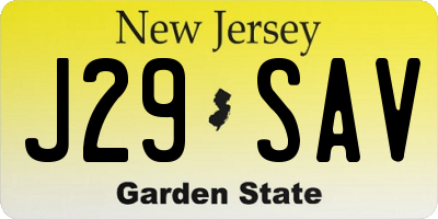 NJ license plate J29SAV