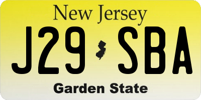 NJ license plate J29SBA