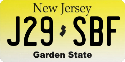 NJ license plate J29SBF