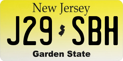 NJ license plate J29SBH