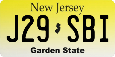 NJ license plate J29SBI