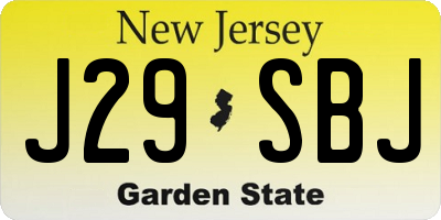 NJ license plate J29SBJ
