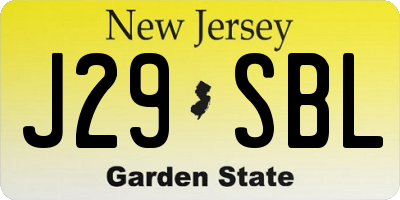 NJ license plate J29SBL