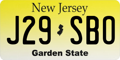 NJ license plate J29SBO