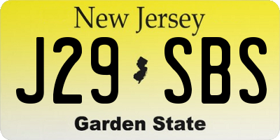 NJ license plate J29SBS