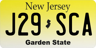NJ license plate J29SCA