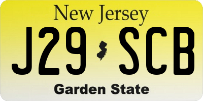 NJ license plate J29SCB