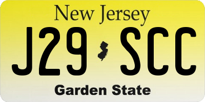 NJ license plate J29SCC