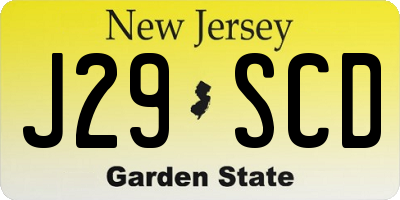 NJ license plate J29SCD