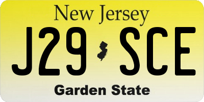 NJ license plate J29SCE
