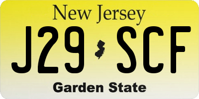 NJ license plate J29SCF