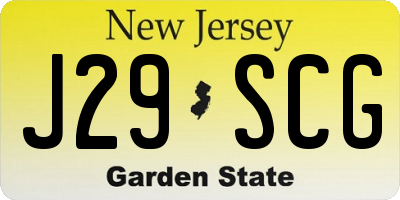 NJ license plate J29SCG