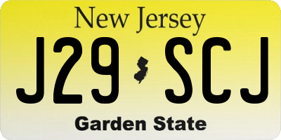 NJ license plate J29SCJ
