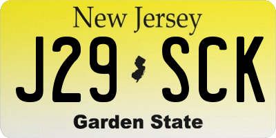 NJ license plate J29SCK