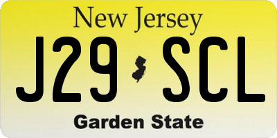 NJ license plate J29SCL