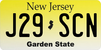 NJ license plate J29SCN