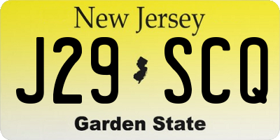 NJ license plate J29SCQ