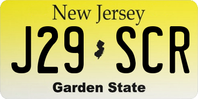 NJ license plate J29SCR