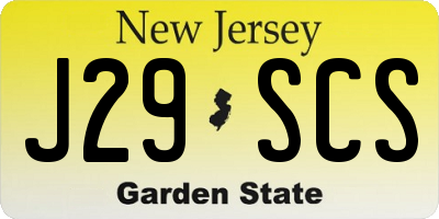 NJ license plate J29SCS