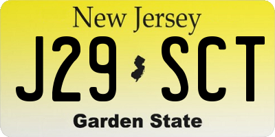 NJ license plate J29SCT