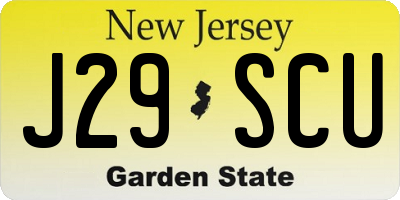 NJ license plate J29SCU
