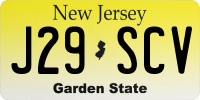 NJ license plate J29SCV