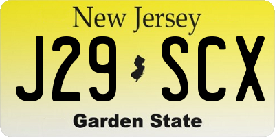 NJ license plate J29SCX