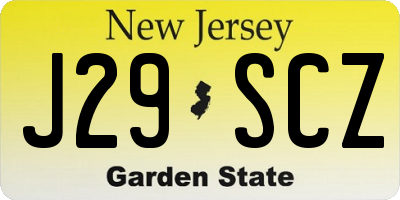 NJ license plate J29SCZ