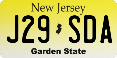 NJ license plate J29SDA