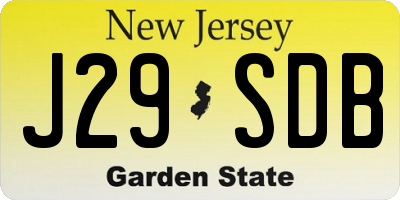 NJ license plate J29SDB